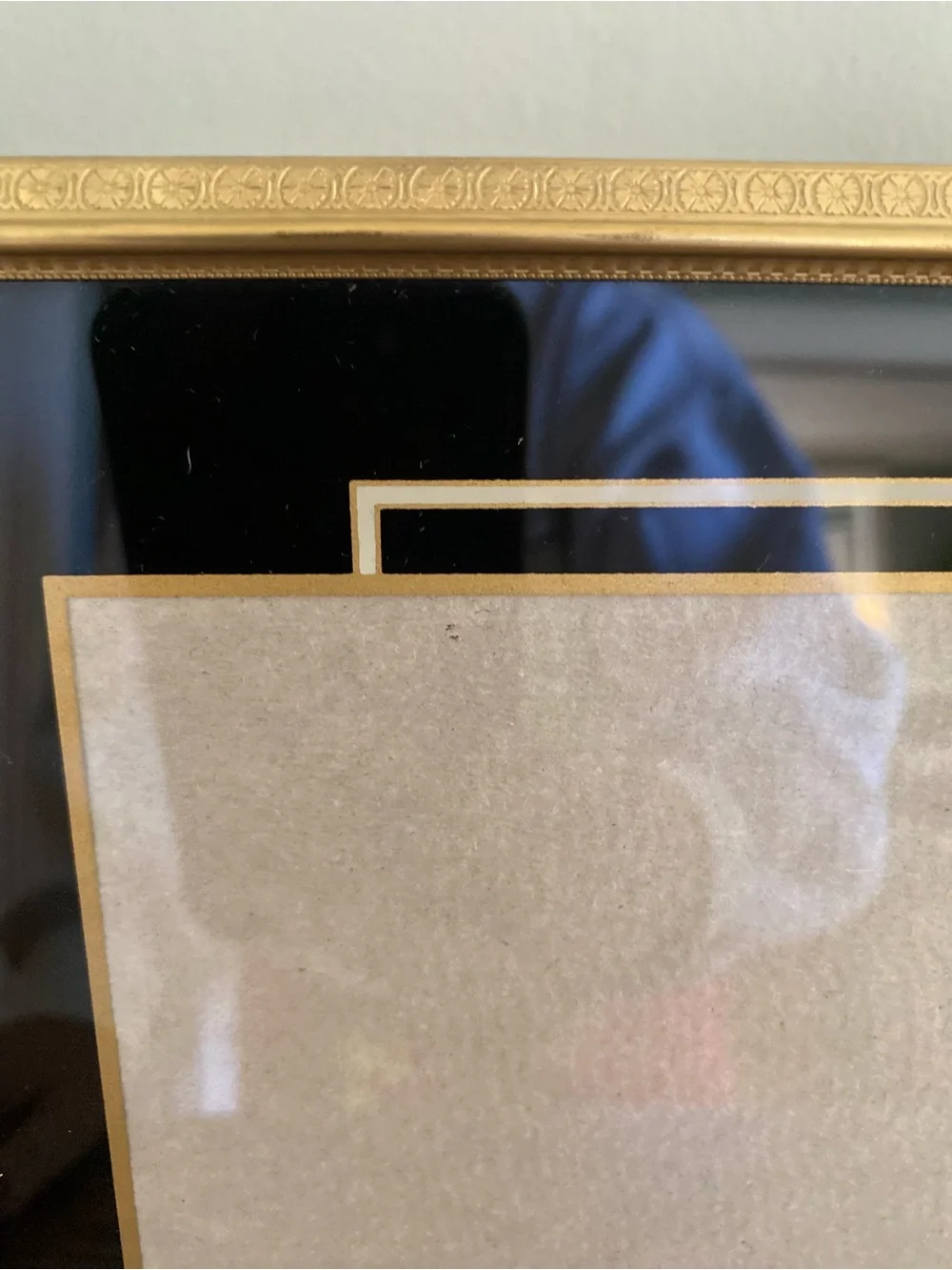 Vintage Art Deco Double Picture Frame Gold Black 4x6 Photo Openings